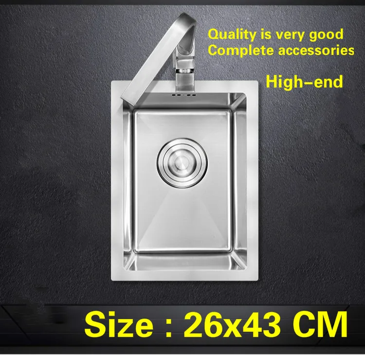 

Free shipping Apartment mini kitchen manual sink single trough do the dishes standard 304 stainless steel hot sell 260x430 MM
