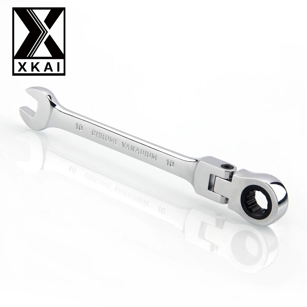 Фото XKAI 10 мм Гибкая головка трещотка гаечный ключ комбинированный набор ключей Скейт