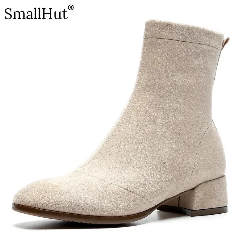 Cow Suede Mid Heel Ankle Boots Women Autumn Ladies Fashion Square Heels E083 Elegant Woman Black Apricot Round Toe Short Boots
Cow Suede Mid Heel Ankle Boots Women Autumn Ladies Fashion Square Heels E083 Elegant Woman Black Apricot Round Toe Short Boots