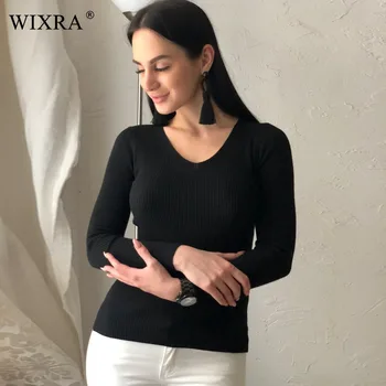 Wixra Warm and Charm Winter Autumn 2017 New Fashion Women Sweater Tight Elasticity Knitted V Neck Long Sleeve Thin Sweater Top
Wixra Warm and Charm Winter Autumn 2017 New Fashion Women Sweater Tight Elasticity Knitted V Neck Long Sleeve Thin Sweater Top