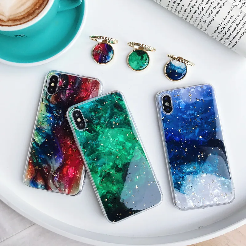 Phone Case For iPhone X XR XS Max Colorful Conch Shell Marble Pattened Ring Holder Stand Cover For iPhone 7 8 6 6s s Plus Cases
Phone Case For iPhone X XR XS Max Colorful Conch Shell Marble Pattened Ring Holder Stand Cover For iPhone 7 8 6 6s s Plus Cases