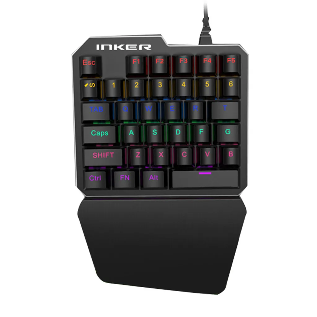 VOBERRY 35-key Single-phone Mechanical Game keyboard, Wired USB connection, 7-color Dazzling Adjustment Ergonomic Design
VOBERRY 35-key Single-phone Mechanical Game keyboard, Wired USB connection, 7-color Dazzling Adjustment Ergonomic Design