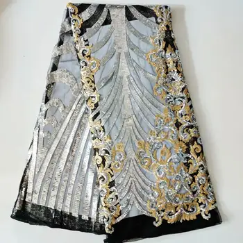 NEW Beautiful sequins lace fabric 2019 Luxury French net lace fabric high quality Gold Black tulle mesh lace fabric 5 Yards/lot
NEW Beautiful sequins lace fabric 2019 Luxury French net lace fabric high quality Gold Black tulle mesh lace fabric 5 Yards/lot