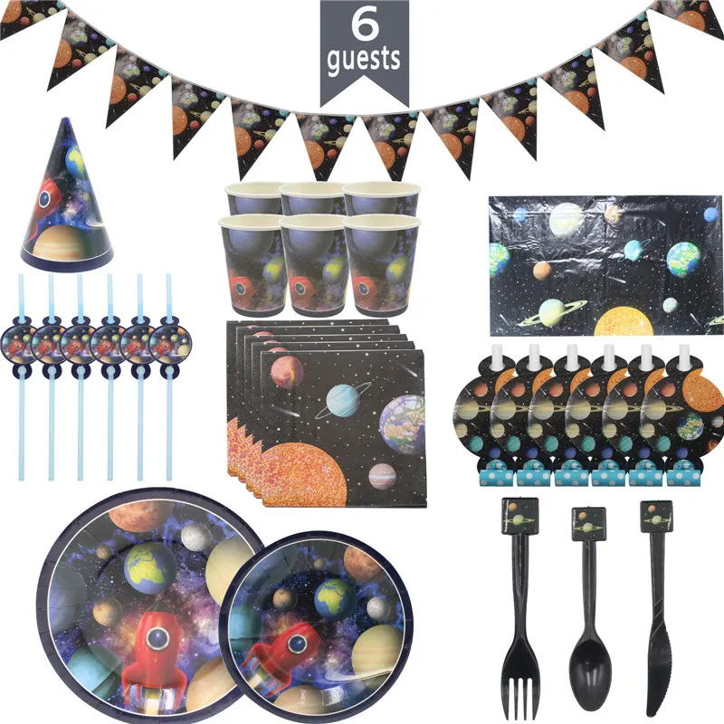 6 Guests Space Planet Solar System Birthday Party Decorations Kids Boy Disposable Tableware Rocket Event Party Supplies Favors
6 Guests Space Planet Solar System Birthday Party Decorations Kids Boy Disposable Tableware Rocket Event Party Supplies Favors