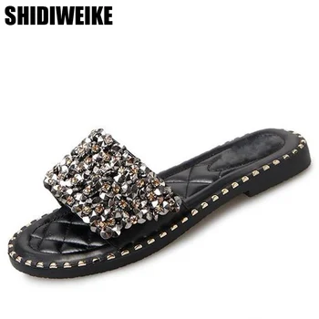 2020 Summer Shoes Woman Flat Sandals Fashion Rivet Crystal Female Slides Ladies Comfortable Shoes size 35--40 Zapatos Mujer
2020 Summer Shoes Woman Flat Sandals Fashion Rivet Crystal Female Slides Ladies Comfortable Shoes size 35--40 Zapatos Mujer