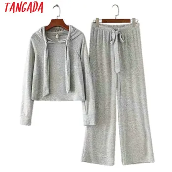 Tangada fashion 2019 korean women tracksuits knitted wide leg pants set two-piece suits female matching set sweat suits SD58
Tangada fashion 2019 korean women tracksuits knitted wide leg pants set two-piece suits female matching set sweat suits SD58