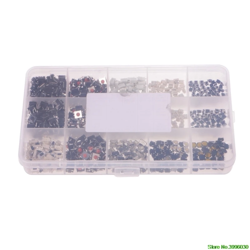 750 Pcs 15 Value Tactile Push Button Switch Micro Switch Momentary Assortment Kit
750 Pcs 15 Value Tactile Push Button Switch Micro Switch Momentary Assortment Kit