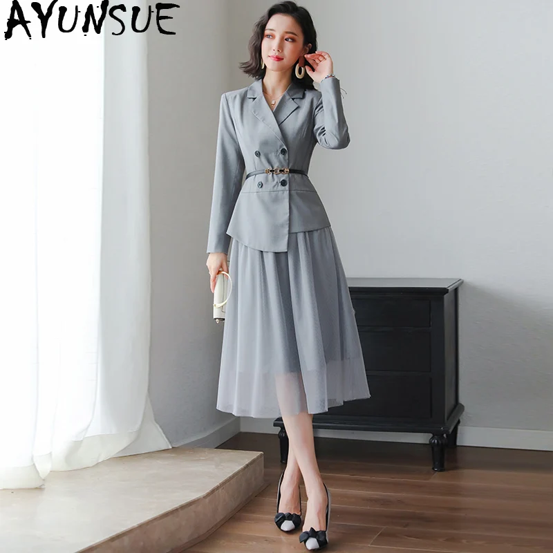 Suit + Mesh Skirt Two Piece Set Spring Autumn Dress Women Clothes 2020 Party Long Dresses Elegant Formal Office Dress ZT1984
Suit + Mesh Skirt Two Piece Set Spring Autumn Dress Women Clothes 2020 Party Long Dresses Elegant Formal Office Dress ZT1984