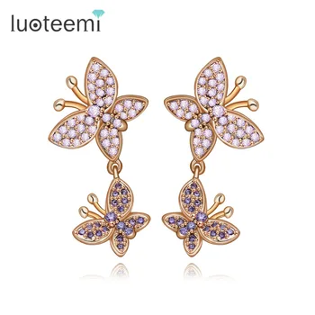 LUOTEEMI New Delicate Animal Stud Earrings Champagne White Gold-Color Cubic Zirconia Double Butterfly Brincos for Women Jewelry
LUOTEEMI New Delicate Animal Stud Earrings Champagne White Gold-Color Cubic Zirconia Double Butterfly Brincos for Women Jewelry