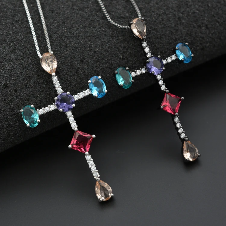 American and European cruciform necklace pendant inlaid with high quality and colorful zircon
American and European cruciform necklace pendant inlaid with high quality and colorful zircon
