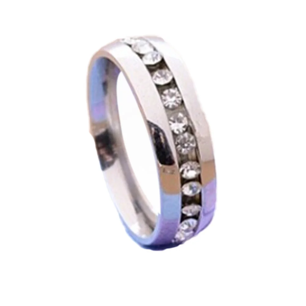 

Classic Single row zircon CZ ring 316L Stainless Steel finger rings women jewelry wholesale lots
