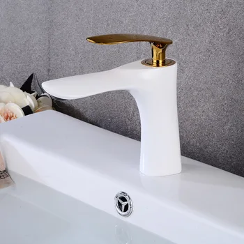 White with Gold Basin Faucets Bathroom Faucet Single handle Basin Mixer Tap Hot and Cold Water Tap Basin Faucet
White with Gold Basin Faucets Bathroom Faucet Single handle Basin Mixer Tap Hot and Cold Water Tap Basin Faucet