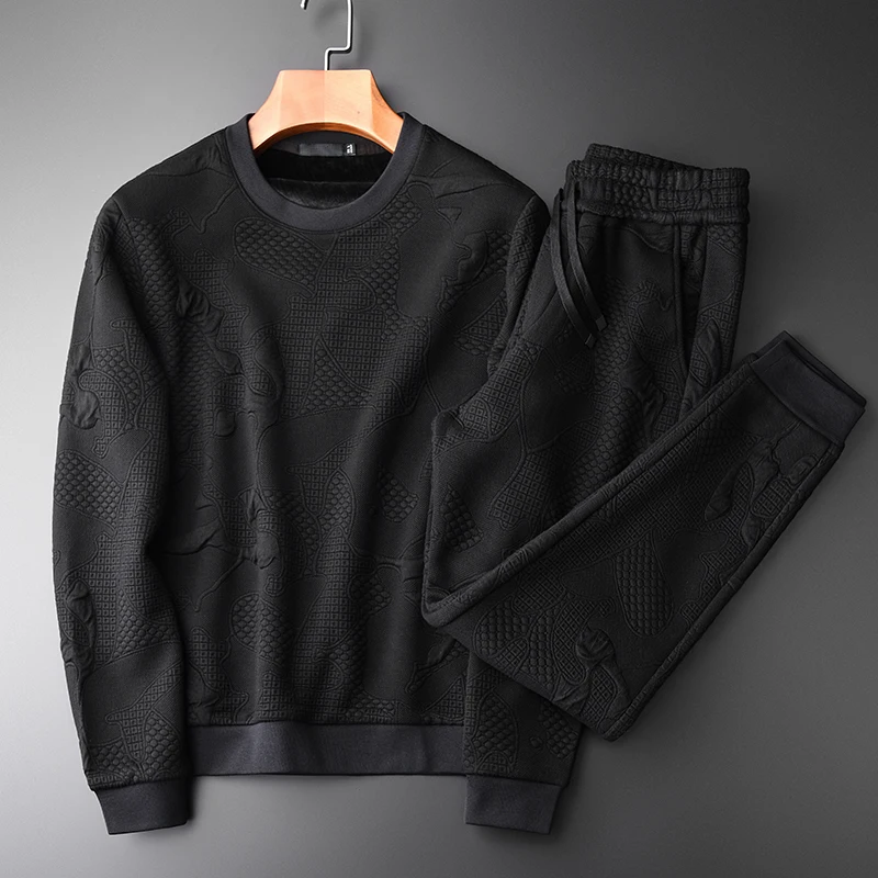 Minglu Sweatshirt Men Autumn And Winter Jacquard Fabric Add Velvet Black Men Sweatshirts With Pants Fashion Slim Fit Sport Set
Minglu Sweatshirt Men Autumn And Winter Jacquard Fabric Add Velvet Black Men Sweatshirts With Pants Fashion Slim Fit Sport Set
