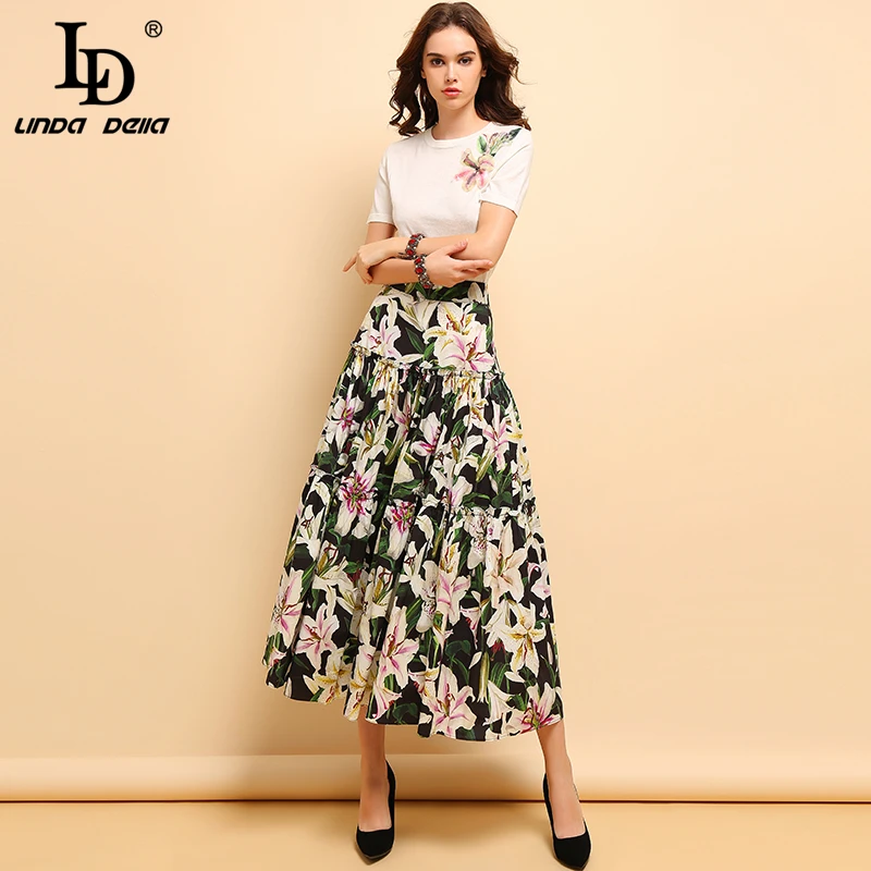 LD LINDA DELLA Summer Holidays Elegant Women's Suits Sequined Applique Tops + Vintage Floral Print Cotton Skirts 2 Pieces Set
LD LINDA DELLA Summer Holidays Elegant Women's Suits Sequined Applique Tops + Vintage Floral Print Cotton Skirts 2 Pieces Set