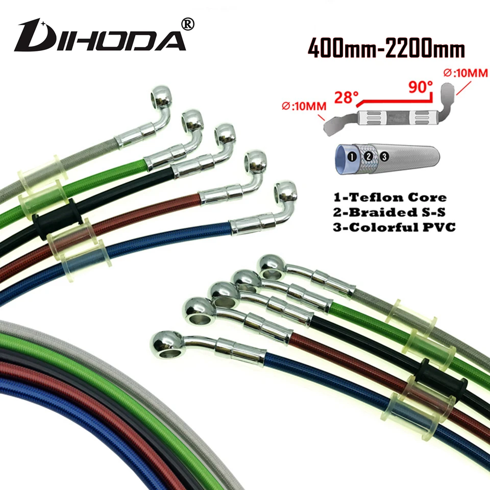 400mm - 2200mm 28 & 90 degrees multicolour Motorcycle Hydraulic Brake Hose Line Cable M10 Banjo Pipe Line Braided oil hose
400mm - 2200mm 28 & 90 degrees multicolour Motorcycle Hydraulic Brake Hose Line Cable M10 Banjo Pipe Line Braided oil hose