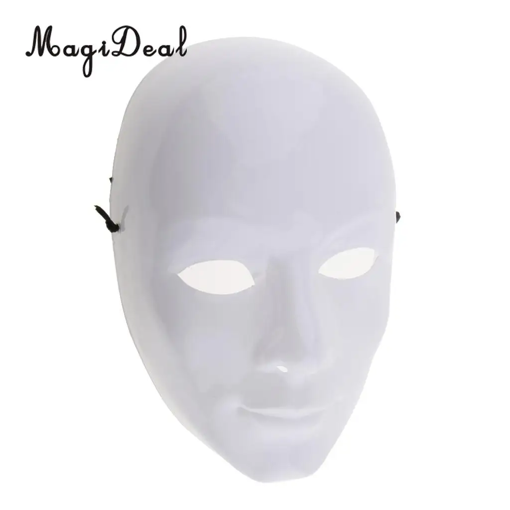 White Face Adult Mask Blank Male Mask Halloween Costume Unpainted Mask
