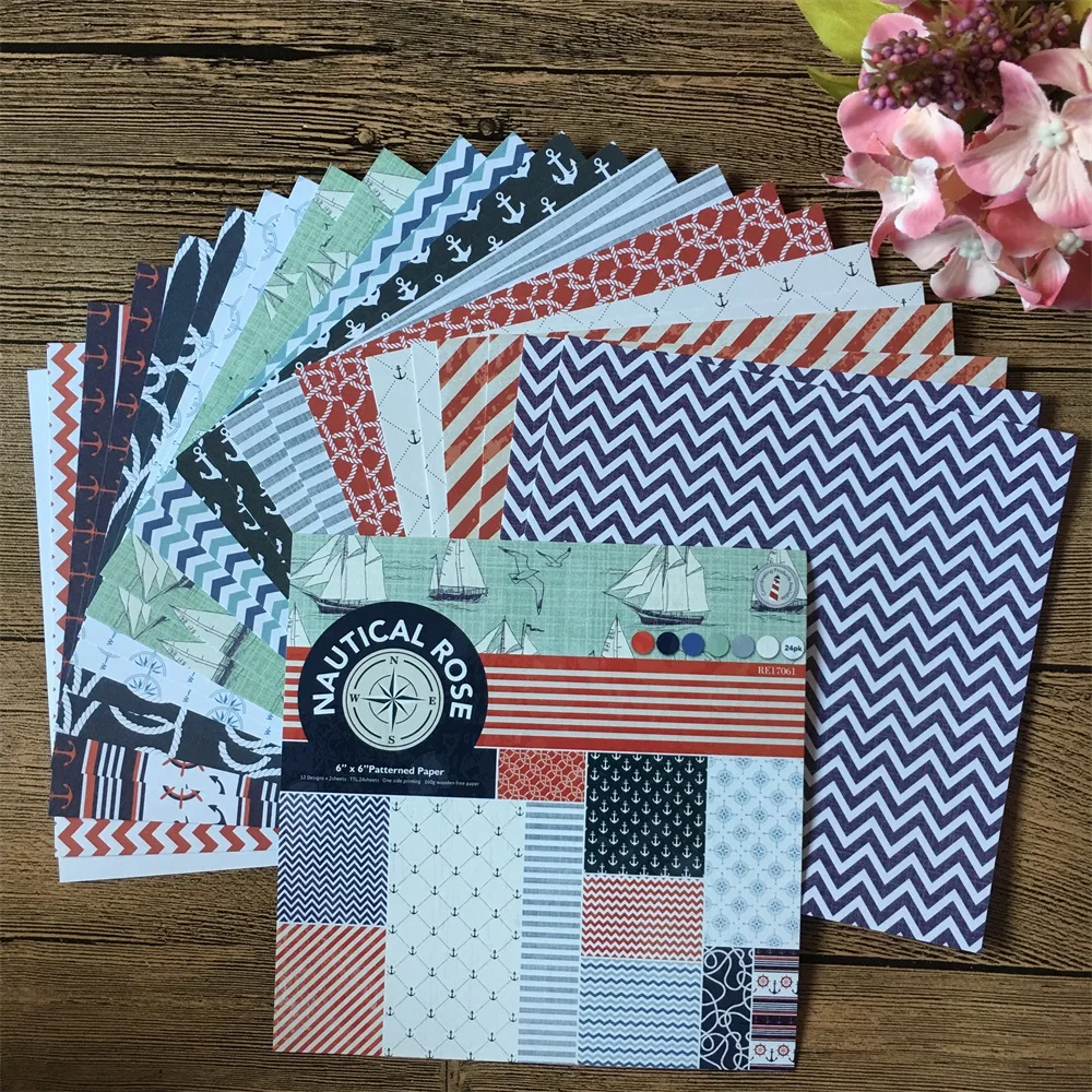 24pcs 6*6inch Navy Anchor Rose Sail Patterned Paper Pack for Scrapbooking DIY Happy Planner Card Making Journal Project
24pcs 6*6inch Navy Anchor Rose Sail Patterned Paper Pack for Scrapbooking DIY Happy Planner Card Making Journal Project