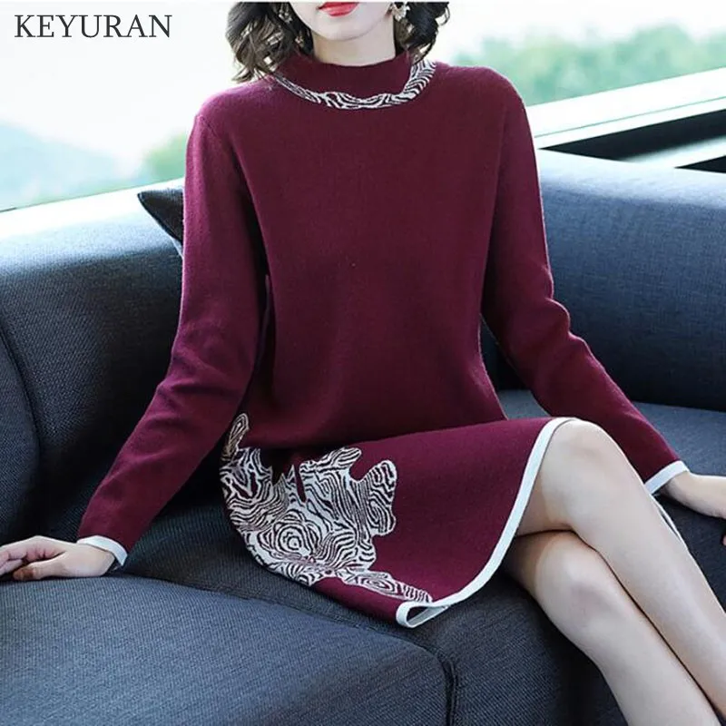 Casual Knitted Female Sweater Bottom Dress For Women Loose Women's High Collar Long Sleeve Vintage Dresses
Casual Knitted Female Sweater Bottom Dress For Women Loose Women's High Collar Long Sleeve Vintage Dresses