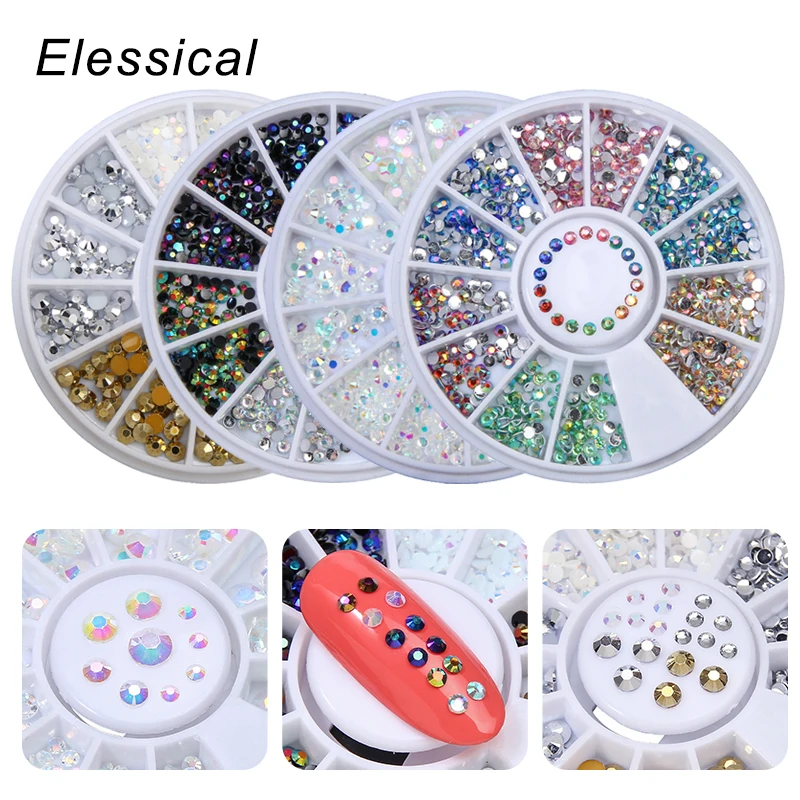 Elessical Mix Size Colorful Rhinestones For Nails Accessories Flatback Round 3D Strass Nail Art Decoration Mancure Gems In Wheel
Elessical Mix Size Colorful Rhinestones For Nails Accessories Flatback Round 3D Strass Nail Art Decoration Mancure Gems In Wheel