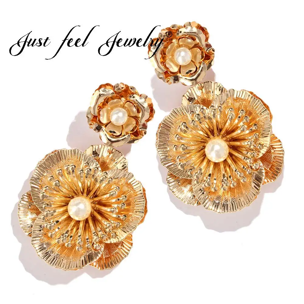 JUST FEEL Golden Big Flower Dangle Earrings 2018 Fashion Alloy Imitation Pearl Hanging Statement Drop Earring Jewelry For Women
JUST FEEL Golden Big Flower Dangle Earrings 2018 Fashion Alloy Imitation Pearl Hanging Statement Drop Earring Jewelry For Women