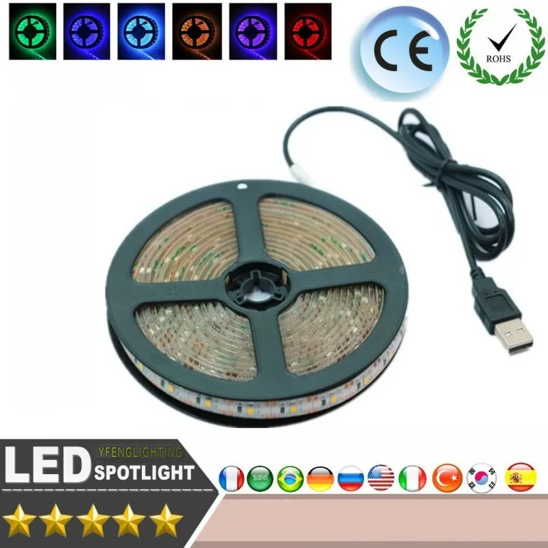 DC 5V USB LED strip SMD 3528 RGB Flexible Light Lamps LED Light TV Background Lighting Adhesive Tape 50CM 1M 2M 3M 4M 5M
DC 5V USB LED strip SMD 3528 RGB Flexible Light Lamps LED Light TV Background Lighting Adhesive Tape 50CM 1M 2M 3M 4M 5M