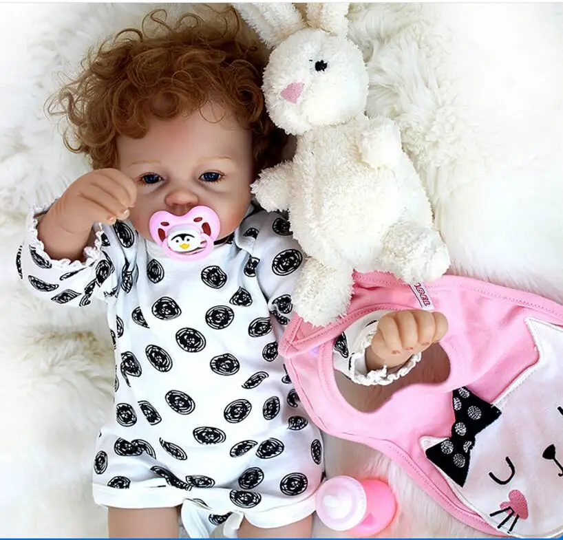 New Arrival 22inch 55cm Silicone baby Reborn Vinyl Doll Curly Hair Bebe Reborn Babies stuffed Toys for child Juguetes Brinquedos
New Arrival 22inch 55cm Silicone baby Reborn Vinyl Doll Curly Hair Bebe Reborn Babies stuffed Toys for child Juguetes Brinquedos