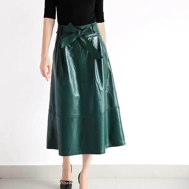 Womens 100% Real Leather Skirt Sheepskin Sheep Genuine Leather A-Line Skirts Women High Waist Elegant Bow Midi Skirts Female
Womens 100% Real Leather Skirt Sheepskin Sheep Genuine Leather A-Line Skirts Women High Waist Elegant Bow Midi Skirts Female