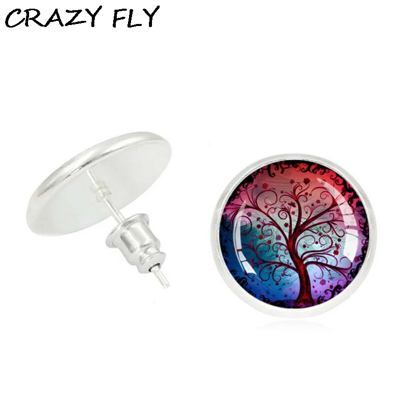 CRAZY FLY New Fashion Silver Life Tree Pattern Stud Earrings For Women Glass Cabochon Earrings Jewelry Party Accessories 2018
CRAZY FLY New Fashion Silver Life Tree Pattern Stud Earrings For Women Glass Cabochon Earrings Jewelry Party Accessories 2018
