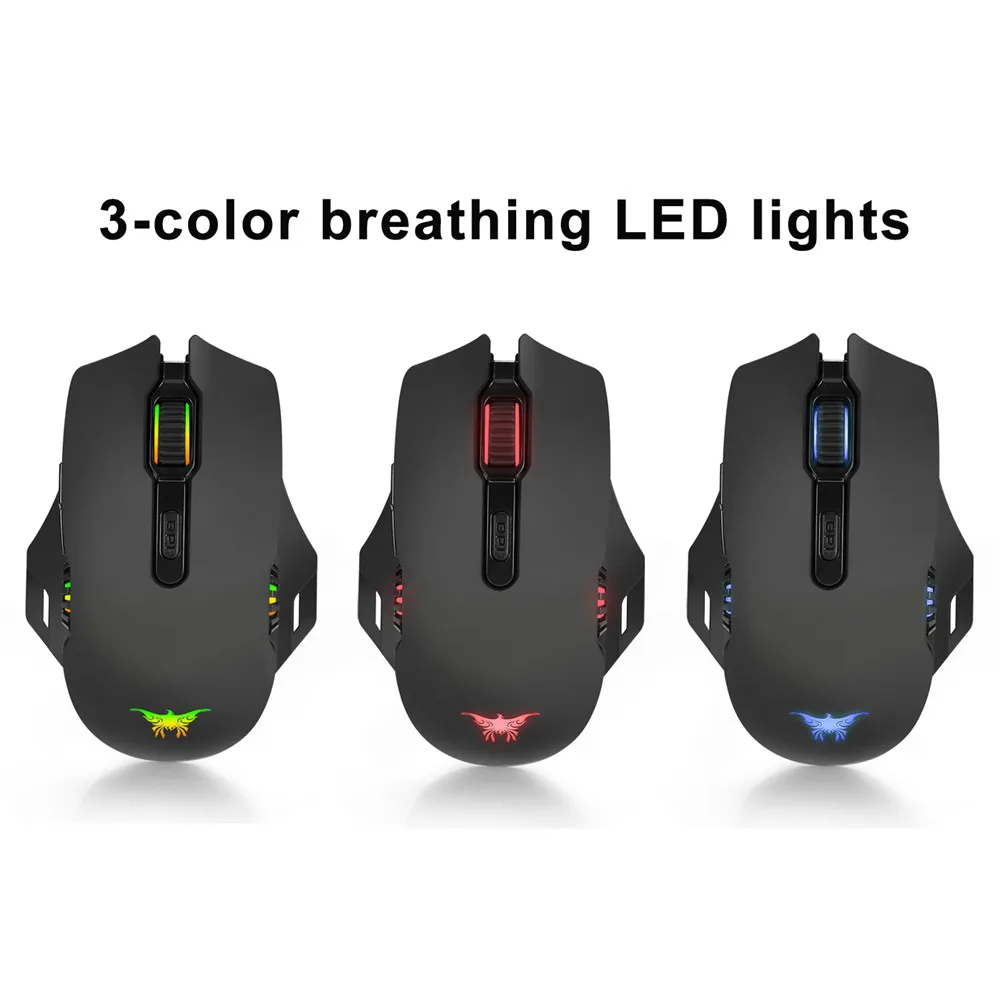 Combaterwing 2 in 1 Wired & Wireless Gaming Mouse, Rechargeable 2.4GHz Optical 6000 DPI Gaming Mice 6 Buttons Design 6 Breathing LED Colors for Gamer PC MAC Laptop (4)