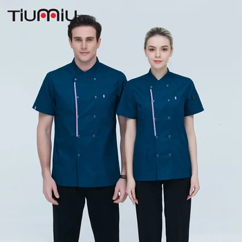 4 Colors M-4XL Wholesale Women Men Short-sleeve Double Breasted Kitchen Work Cloth Chef Jacket Catering Restaurant Baker Uniform
4 Colors M-4XL Wholesale Women Men Short-sleeve Double Breasted Kitchen Work Cloth Chef Jacket Catering Restaurant Baker Uniform