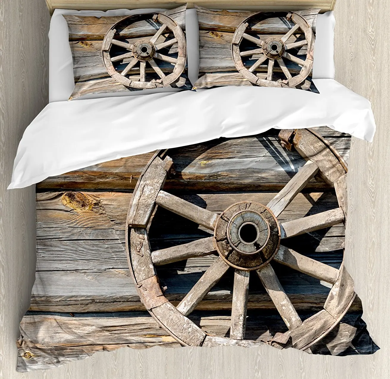 Duvet Cover Set , Old Log Wall with Cartwheel Telega Rural Countryside Themed Image, 4 Piece Bedding Set
Duvet Cover Set , Old Log Wall with Cartwheel Telega Rural Countryside Themed Image, 4 Piece Bedding Set