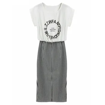 Summer Women 2 in 1 One-piece Words Print Striped Blouse Dress Long Short Sleeve Bodycon Dress
Summer Women 2 in 1 One-piece Words Print Striped Blouse Dress Long Short Sleeve Bodycon Dress