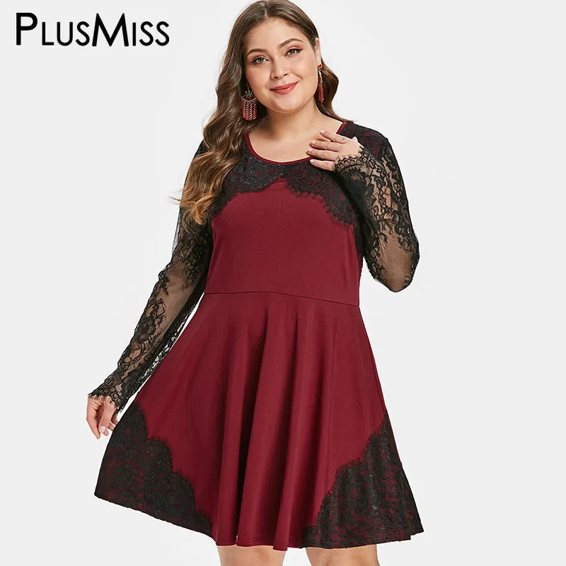 PlusMiss Plus Size 5XL Floral Lace Mesh Mini Short Dress Women Sheer Long Sleeve Vintage Party Big Size Dresses XXXXL XXXL XXL
PlusMiss Plus Size 5XL Floral Lace Mesh Mini Short Dress Women Sheer Long Sleeve Vintage Party Big Size Dresses XXXXL XXXL XXL