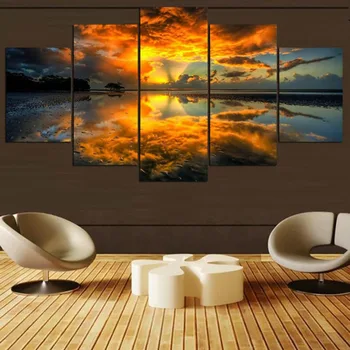 Decor Tableau Wall Artwork Pictures Canvas 5 Panel Sunrise Natural Landscape Modern HD Printed Paintings Modular Posters Home 
Decor Tableau Wall Artwork Pictures Canvas 5 Panel Sunrise Natural Landscape Modern HD Printed Paintings Modular Posters Home