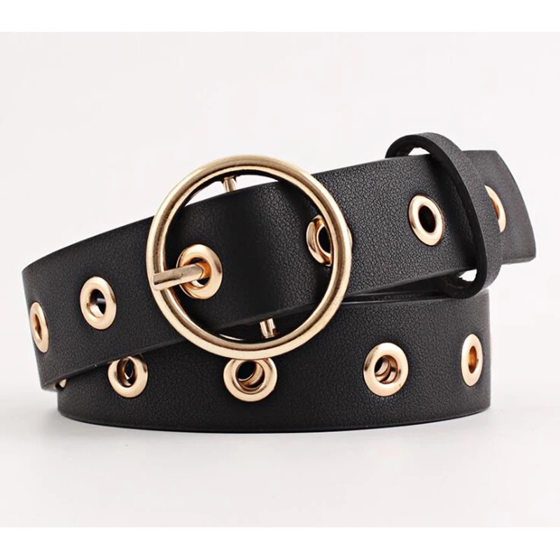 Round buckle Women's belt black hollow rivets woman waist belts leather luxury brand Slimming belt woman Feminine strap cinturon
Round buckle Women's belt black hollow rivets woman waist belts leather luxury brand Slimming belt woman Feminine strap cinturon