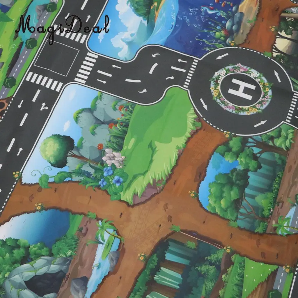 Dinosaur World Traffic Road Carpet Playmat Rug For Cars & Train Game Toys Baby Children Educational Play Mat For Play Game