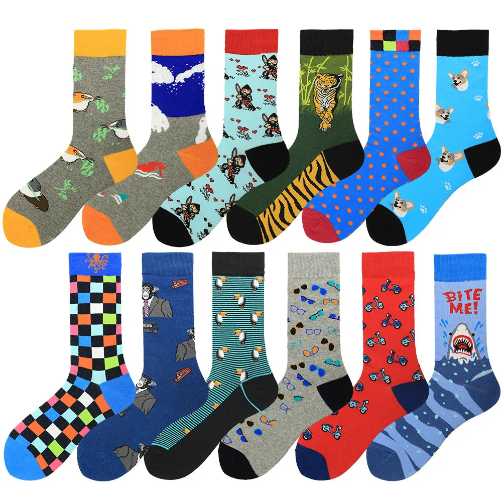 PEONFLY 1 Pair Men Socks Combed Cotton Cartoon Animal Dog Tiger Shark Striped Dot Geometric Printing Novelty Funny Socks
PEONFLY 1 Pair Men Socks Combed Cotton Cartoon Animal Dog Tiger Shark Striped Dot Geometric Printing Novelty Funny Socks