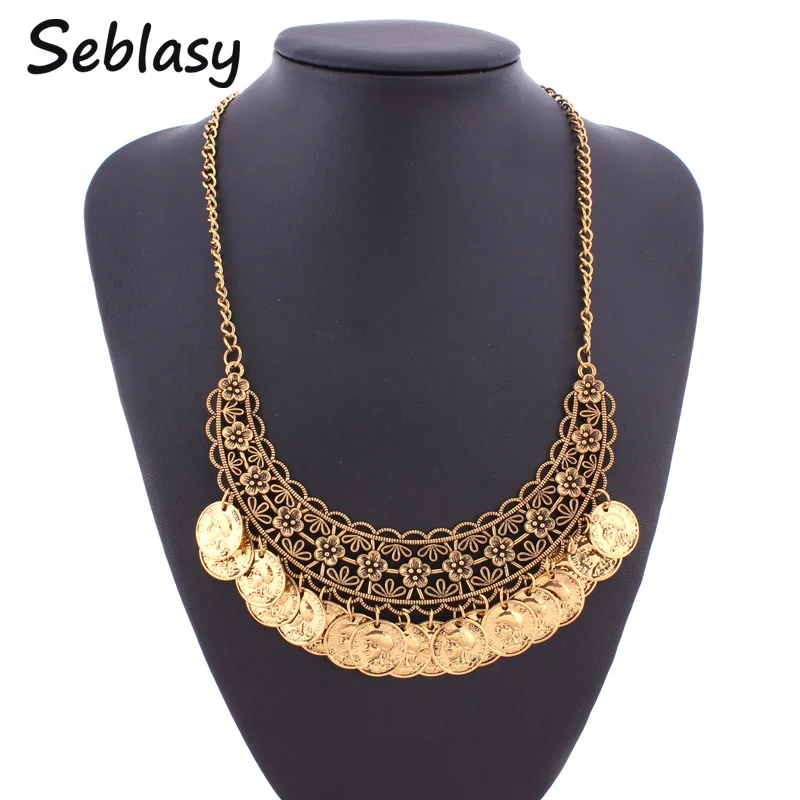 Seblasy Vintage Gypsy Hollow Carved Flowers Antique Gold Color Coin Tassels Choker Necklaces & Pendants Women Statement Jewelry
Seblasy Vintage Gypsy Hollow Carved Flowers Antique Gold Color Coin Tassels Choker Necklaces & Pendants Women Statement Jewelry