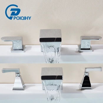 POIQIHY New Dual Handle Waterfall Bathtub Mixer Faucet Set Deck Mount Bathroom Tub Basin Sink Faucet Chrome Finish
POIQIHY New Dual Handle Waterfall Bathtub Mixer Faucet Set Deck Mount Bathroom Tub Basin Sink Faucet Chrome Finish