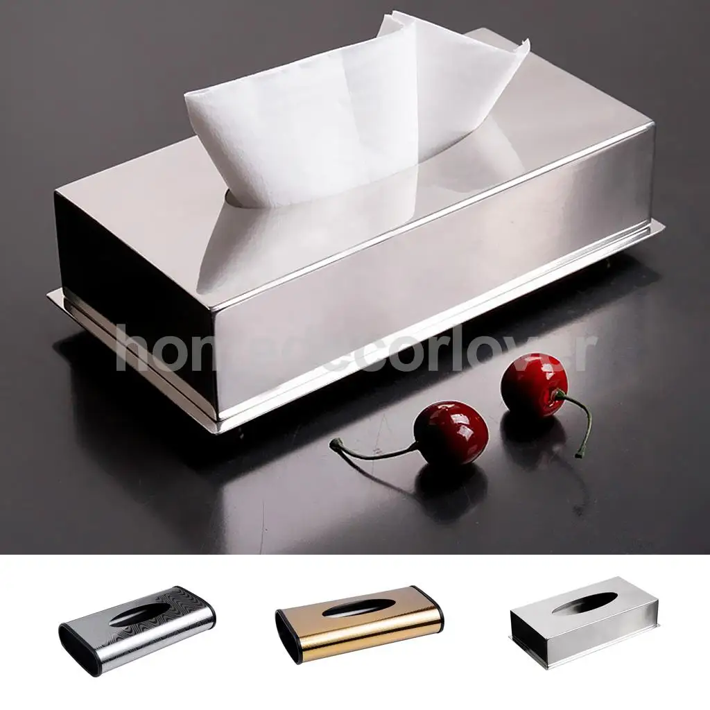 Stainless Steel Tissue Box Tissue Case with Glossy Protective Film Silver And Glod
Stainless Steel Tissue Box Tissue Case with Glossy Protective Film Silver And Glod