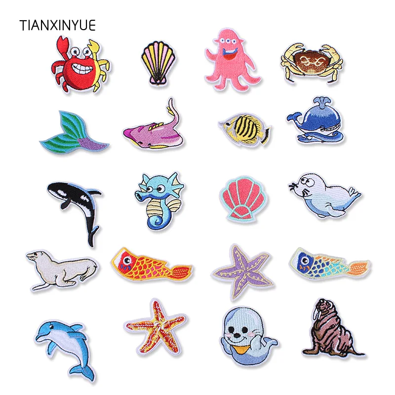 TIANXINYUE marine animal Patches Iron On DIY Embroidered Appliques Sew On Stickers For Clothing fabric Bags
TIANXINYUE marine animal Patches Iron On DIY Embroidered Appliques Sew On Stickers For Clothing fabric Bags