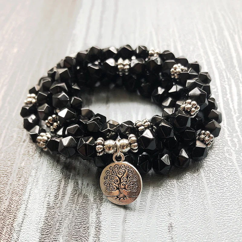 108 Prayer Beads Healing Stone Bracelet For Men Tree of life Pendant Boho Jewley Man Star Cut Black Onyx Mala Bracelet Jewelry
108 Prayer Beads Healing Stone Bracelet For Men Tree of life Pendant Boho Jewley Man Star Cut Black Onyx Mala Bracelet Jewelry