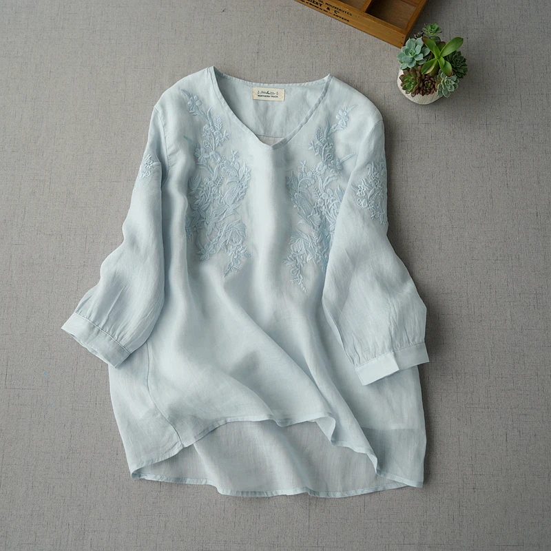 Spring Summer Women Loose Plus Size Mori Girls Embroidery Comfortable Pullover Thin Ramie Shirts/Blouses
Spring Summer Women Loose Plus Size Mori Girls Embroidery Comfortable Pullover Thin Ramie Shirts/Blouses