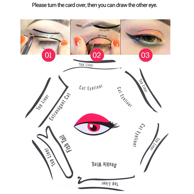Makeup 6 in 1 Piece Cat Fish Tail Double Wing Stencils Eyeliner Stencil Kit Model for Eyebrows Template Fard a Paupiere Card Eye
Makeup 6 in 1 Piece Cat Fish Tail Double Wing Stencils Eyeliner Stencil Kit Model for Eyebrows Template Fard a Paupiere Card Eye