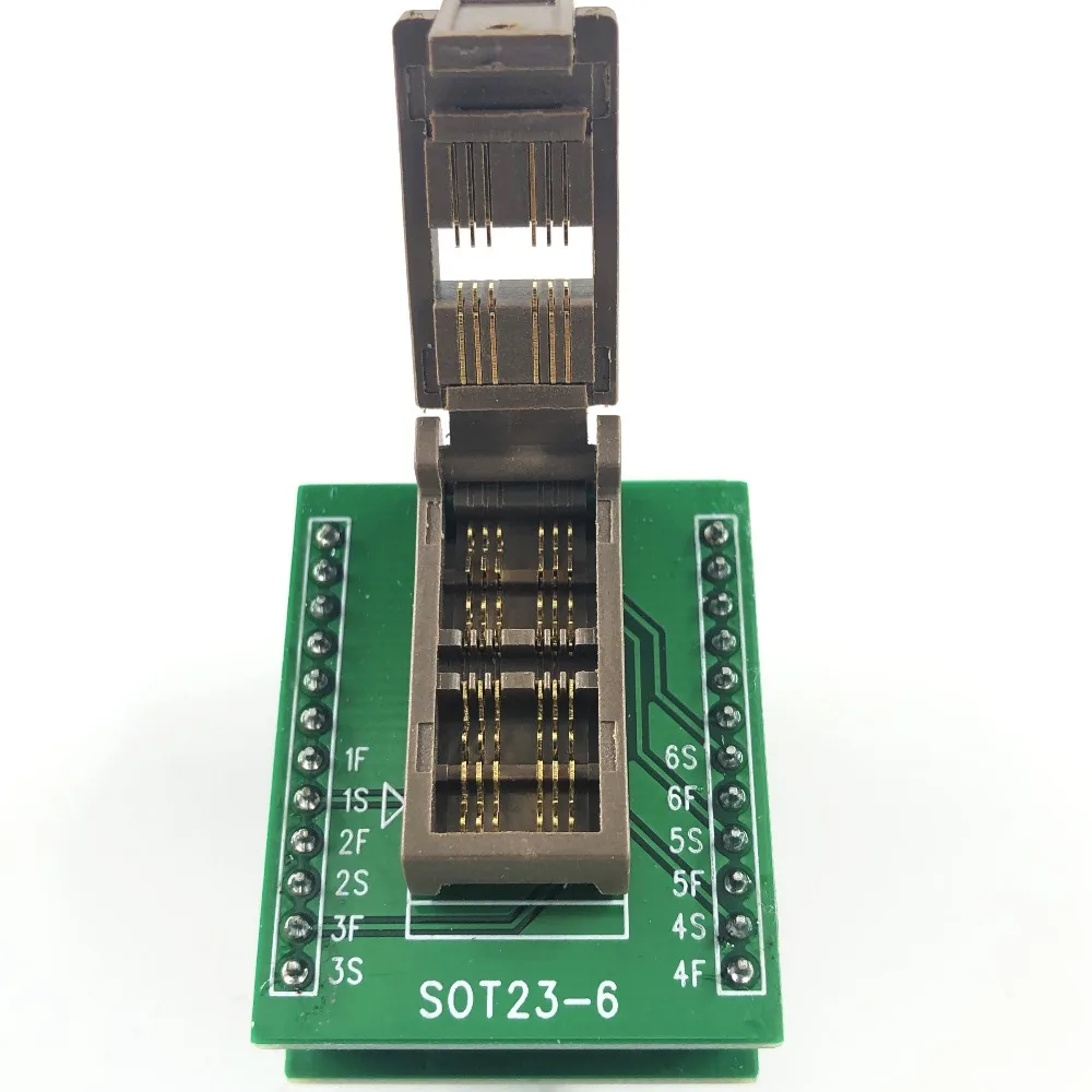 SOT23-6L-1.7 Burn in socket pin pitch 0.95mm IC body size 1.7mm clamshell test programming adapter Kelivn ZIF ada
SOT23-6L-1.7 Burn in socket pin pitch 0.95mm IC body size 1.7mm clamshell test programming adapter Kelivn ZIF ada