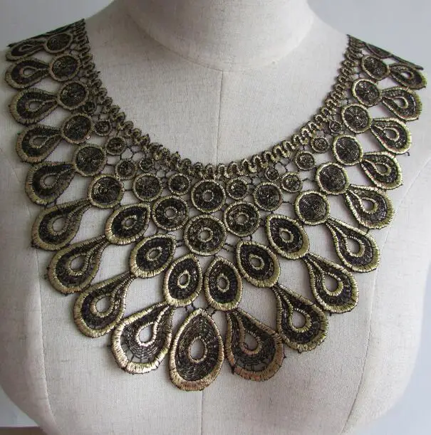 Women's Korean Fashion gold lace fake collar lady's flower embroidery hollow out diy accessories Ties & Detachable Collar R950
Women's Korean Fashion gold lace fake collar lady's flower embroidery hollow out diy accessories Ties & Detachable Collar R950