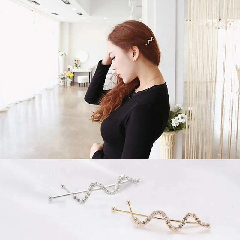 Fashion 1pc Women Hairpin Barrette Crystal Rhinestones Alloy Twist Set drill Plated Temperament Hair Accessories Golden/Silver
Fashion 1pc Women Hairpin Barrette Crystal Rhinestones Alloy Twist Set drill Plated Temperament Hair Accessories Golden/Silver