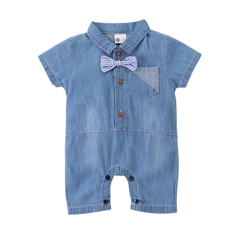 Kids Baby Boy Gentlemen Denim Romper Bow Tie Lapel Jumpsuit Boy Clothes Short Sleeve Buttons Pocket Summer Playsuits 1-5Y
Kids Baby Boy Gentlemen Denim Romper Bow Tie Lapel Jumpsuit Boy Clothes Short Sleeve Buttons Pocket Summer Playsuits 1-5Y