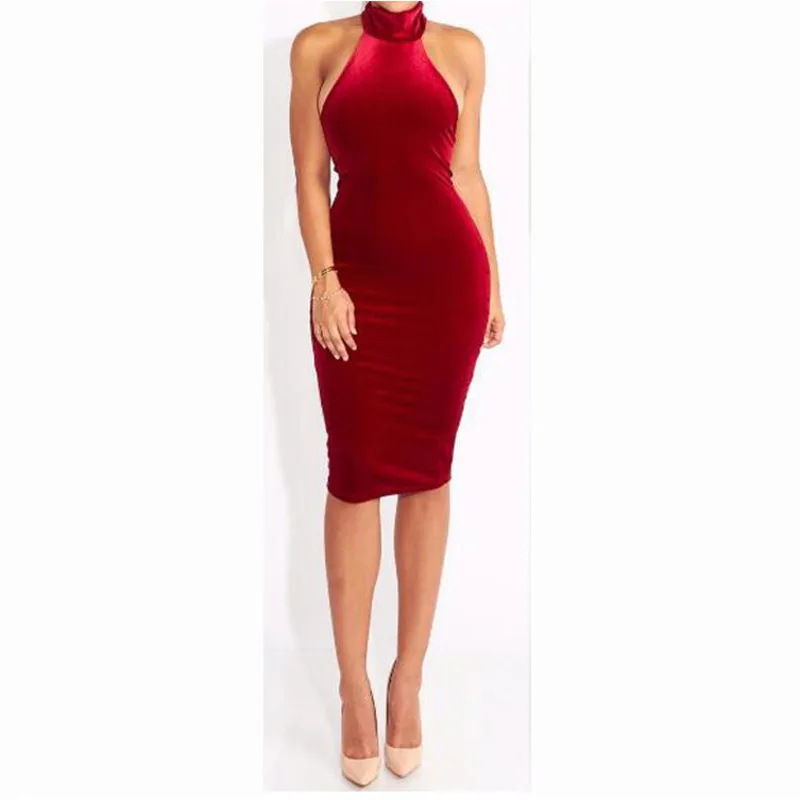 Autumn Winter Velvet Dress Cocktail Party Elastic Force Sexy Bodycon Sleeveless Halter Vintage Elegant Red Halter Dresses
Autumn Winter Velvet Dress Cocktail Party Elastic Force Sexy Bodycon Sleeveless Halter Vintage Elegant Red Halter Dresses