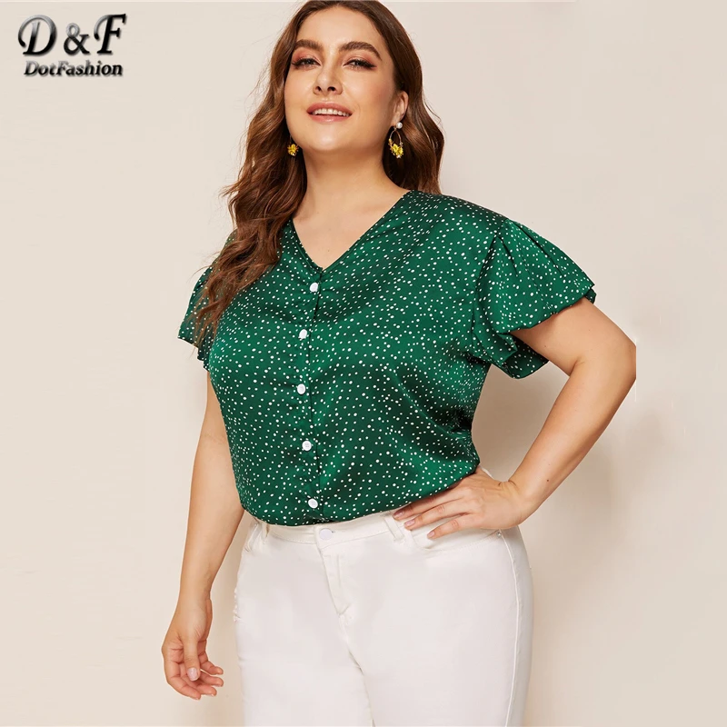 Dotfashion Plus Size Green Polka Dot Print Blouse Women 2019 Summer Short Sleeve Blouses Ladies V Neck Button Up Detail Top
Dotfashion Plus Size Green Polka Dot Print Blouse Women 2019 Summer Short Sleeve Blouses Ladies V Neck Button Up Detail Top